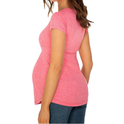 Sommer Mutterschaft Tops Frauen Schwangerschaft Kurzarm T-Shirts Beiläufige T-stücke für Schwangere Elegante Damen Falten T-Shirt Frauen Kleidung So ist Leben