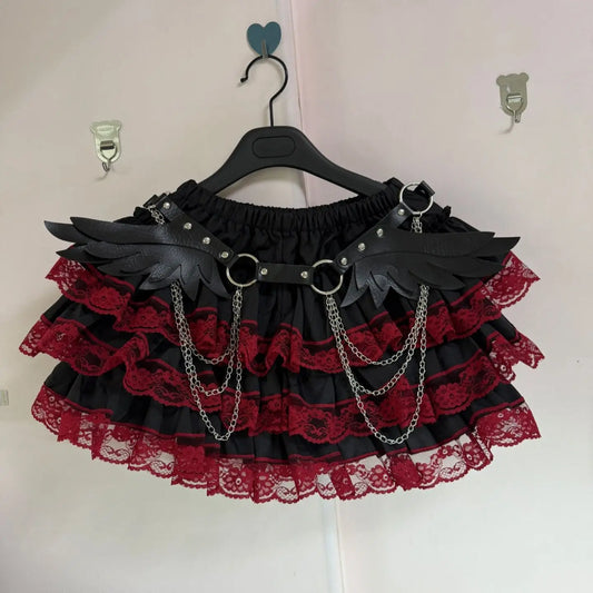 Harajuku Y2k Röcke Damenbekleidung Japanische Mode Süße Neue Punk Rüschen Minirock Spicy Girls Chic So ist Leben