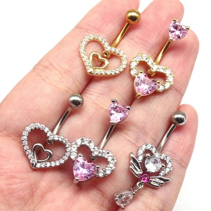 Herzförmiger Nabelring Ornament Wassertropfen 14G Bauchnabelpiercing Langhantel Anhänger Bauch Nombril Piercing Damenschmuck So ist Leben
