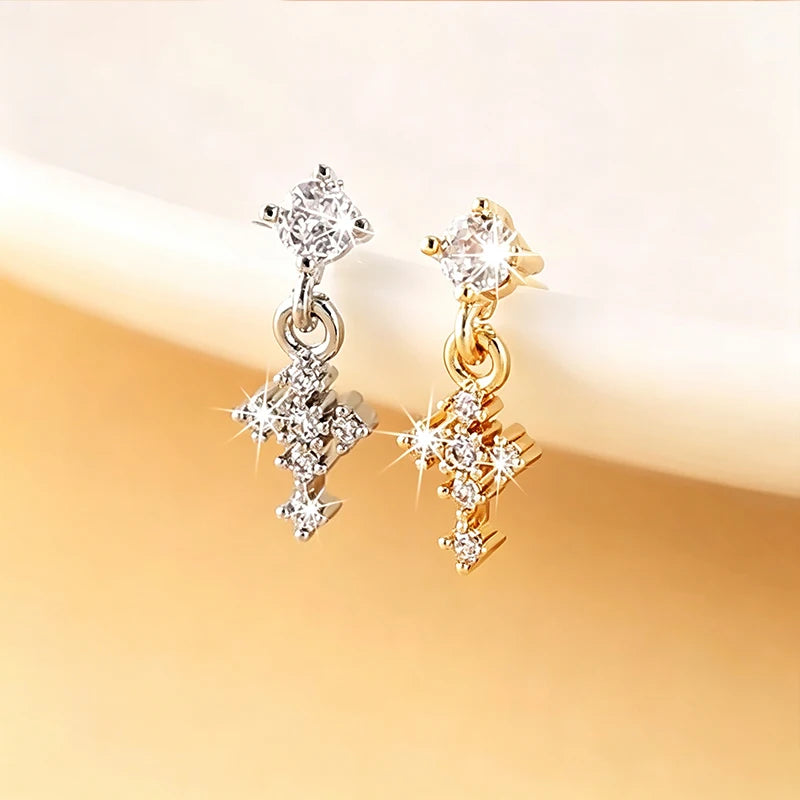 Hängende Nasenringe für Frauen, Kreuz-Zirkon-Nasenpiercing-Schmuck, L-förmige Nasenstecker, Körperschmuck-Accessoires So ist Leben