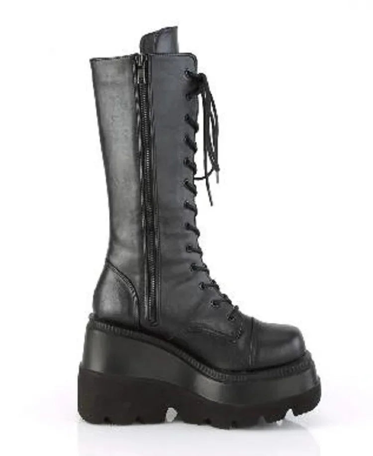 Heißer Verkauf der Saison, Gothic-Stil, dicker Boden, Stiefeletten, Motorrad-Ritterstiefel, nicht über dem Knie, großer Kopf, schlanke, hohe Röhrenstiefel So ist Leben