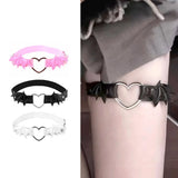 Sexy Mädchen Goth Vampir Herz Fledermaus Oberschenkel Strumpfgürtel Leder Schwarz Punk Bein Ring Loop Strap Gothic Zubehör Harness Hosenträger So ist Leben