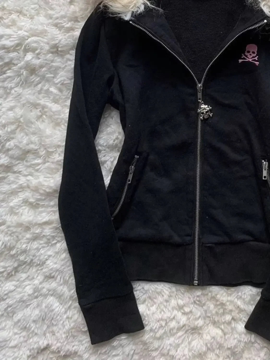 High Street Retro Damen mit Kapuze Winter neuer Artikel Harajuku multifunktionale langärmelige Wolle warmer Reißverschluss Gothic Y2K langärmelig So ist Leben