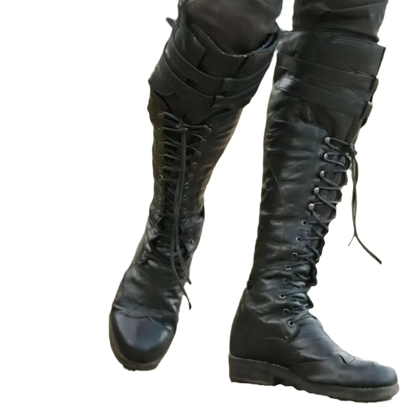 Mittelalterliche Steampunk Cosplay Stiefel Herren Winter Larp Wikinger Pirat PU Leder Schuhe Karneval Party Fancy Knight Stiefel So ist Leben