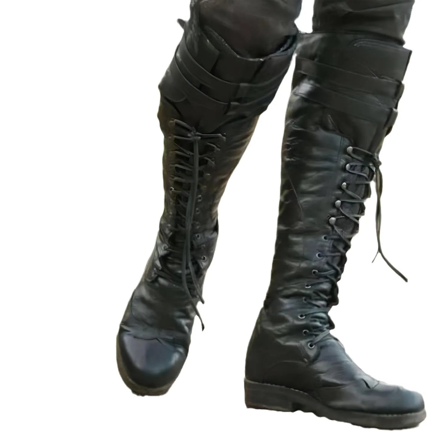 Mittelalterliche Steampunk Cosplay Stiefel Herren Winter Larp Wikinger Pirat PU Leder Schuhe Karneval Party Fancy Knight Stiefel So ist Leben