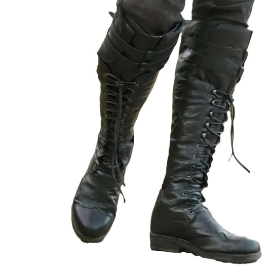 Mittelalterliche Steampunk Cosplay Stiefel Herren Winter Larp Wikinger Pirat PU Leder Schuhe Karneval Party Fancy Knight Stiefel So ist Leben