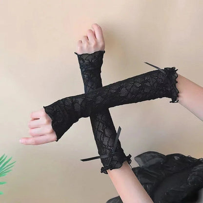 Schleife Spitzensocken für Frauen, Lolita, hohle Spitze, handärmelige japanische Ballettärmel, Geschenk So ist Leben