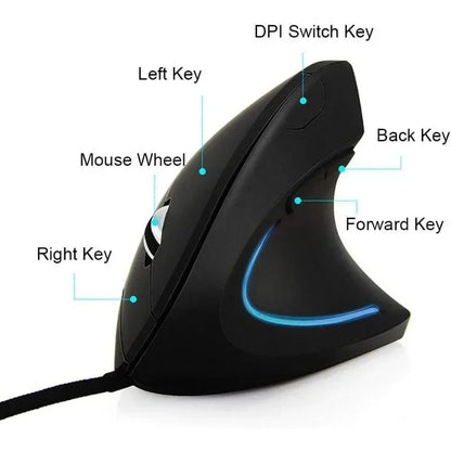 Vertikale optische Maus, ergonomisches Design, 4-stufige DPI, verstellbare USB-LED-Gaming-Maus mit Kabel für Windows, Laptop, PC So ist Leben