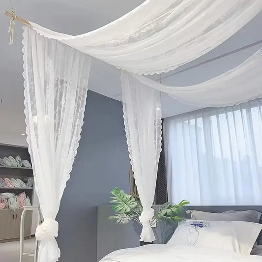 Ein französischer, romantischer, weißer, eleganter Spitzenvorhang wird für die Heimdekoration in Hochzeitsfeiern, Wohnzimmer und Schlafzimmer verwendet So ist Leben
