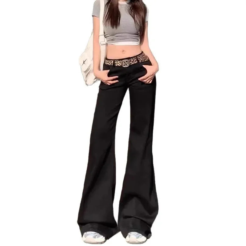 High-Waist Schlaghose für Damen, Frühling-Sommer Neuer Stil, Amerikanischer Retro-Look, Weiße Spicy Girl Micro Flared Jeans im Koreanischen Stil So ist Leben
