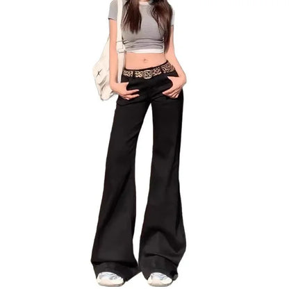 High-Waist Schlaghose für Damen, Frühling-Sommer Neuer Stil, Amerikanischer Retro-Look, Weiße Spicy Girl Micro Flared Jeans im Koreanischen Stil So ist Leben