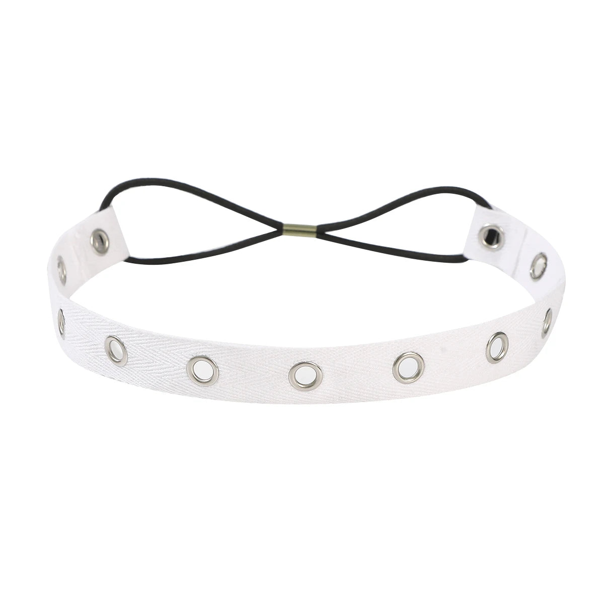Punk Mädchen Stoff Hohl Elastisches Stirnband Metall Rock Personalisierte Hohl Ösen Haarband Casual Sport Stirnbänder Haar Zubehör So ist Leben