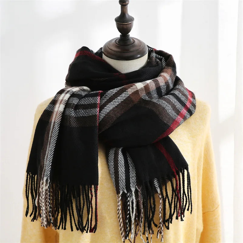 Warmer Winterschal, langer Schal mit Karomuster für Damen, weiches Wärmespeicherungssign, unverzichtbar für kaltes Wetter So ist Leben