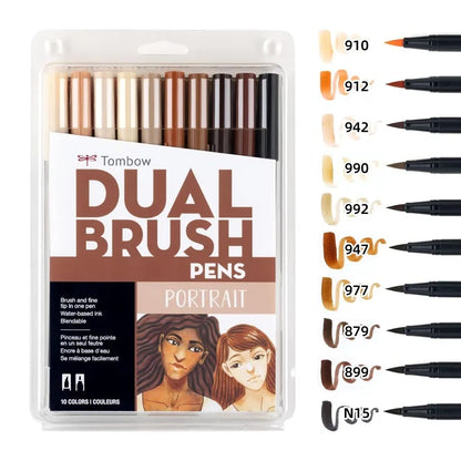 Tombow Aquarell-Marker-Set, 10-teilig, ABT-Nylon, weiche Spitze, Doppelpinselstift, ungebunden, ungiftig, sicheres Zeichenhandbuch, japanisches Briefpapier So ist Leben