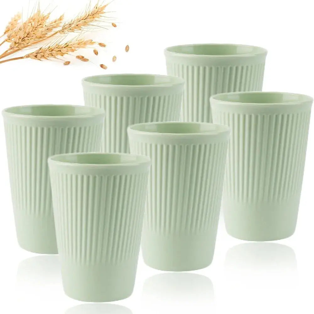 Eco-Friendly Wheat Straw 6Pcs/Set Unbreakable Multi-Purpose Drinking Cups Biodegradable Round Toothbrush Cup BPA-Free - So ist Leben