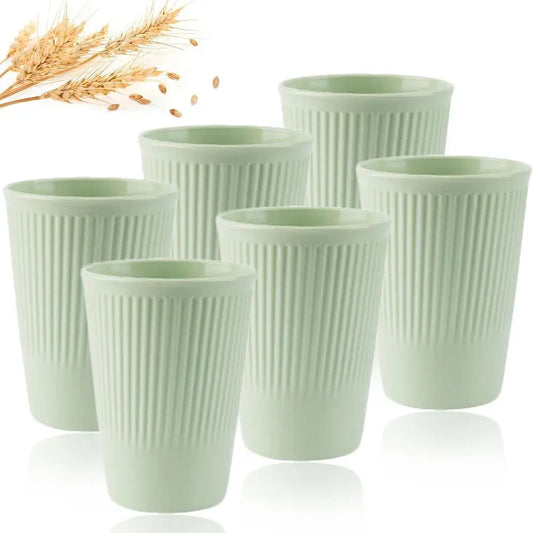 Eco-Friendly Wheat Straw 6Pcs/Set Unbreakable Multi-Purpose Drinking Cups Biodegradable Round Toothbrush Cup BPA-Free - So ist Leben