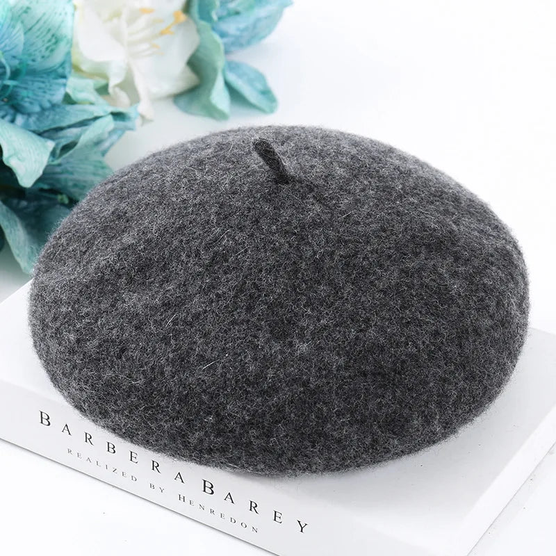 Wolle Berets Winter Frauen Französisch Stil Warme Beanie Hut Kürbis Hut Vintage Baskenmütze Einfarbig Elegante Dame Alle Abgestimmt Herbst Kappen So ist Leben