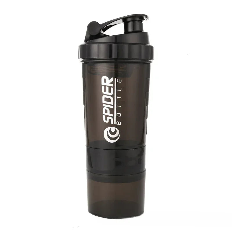 500 ml geschichtete Proteinflasche, Pulvershaker mit Pulver-Aufbewahrungsbehälter, große Wasserflasche, Wasserflasche mit Draht-Rührkugel So ist Leben