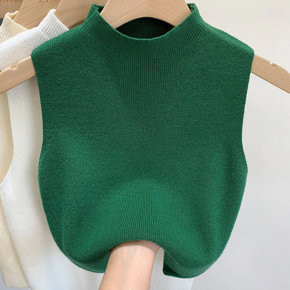 Frauen gestrickt Tank Top Sommer Herbst schlanken Pullover kurze ärmellose solide Frühling Herbst Pullover Pullover 2024 ärmellose Weste So ist Leben
