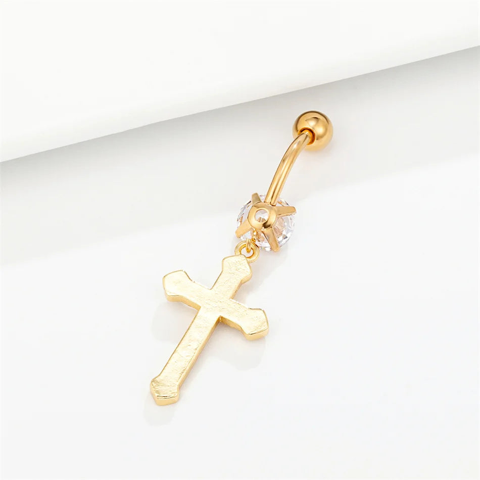 Chirurgischer Kreuz-Anhänger Bauchnabelpiercing Kristall Edelstahl Bauchnabelpiercing Ohrring 14G 10mm Barbell Körperschmuck Accessoires So ist Leben