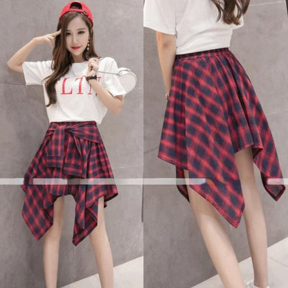 Plaid Rock Frauen Plissee Schnür Krawatte Minirock y2k Streetwear Harajuku Vintage unregelmäßige Sport Straße Frauen Furz Vorhang So ist Leben