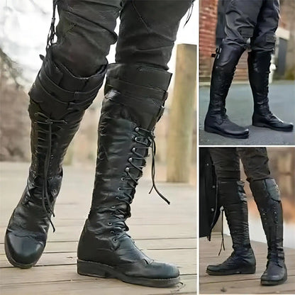 Mittelalterliche Steampunk Cosplay Stiefel Herren Winter Larp Wikinger Pirat PU Leder Schuhe Karneval Party Fancy Knight Stiefel So ist Leben