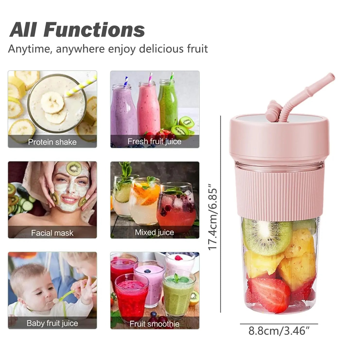 Tragbarer kabelloser Mixer – Wiederaufladbarer Smoothie Becher mit automatischer Reinigung und sicherem Design So ist Leben