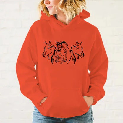 Y2K Hoodies Pferde-Hoodies Pullover Unisex Kapuzenpullover Harajuku Streetwear Langarm So ist Leben