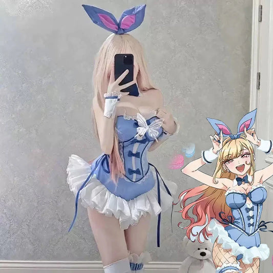 Anime My Dress Up Darling Kitagawa Marin Cosplay Kostüm Mädchen Blaues Kleid Nette Sexy Bunny Mädchen Uniform Halloween Kleidung Outfit So ist Leben