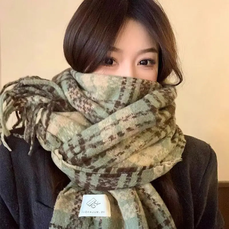 Retro koreanischen Stil Damen Schal Winter warm Quastenbesatz Nachahmung Kaschmir Schal Wrap Polyester frisch süß cremiger Stil So ist Leben