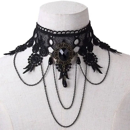 Anhänger weiße Spitzenkragen-Halskette für Frauen und Mädchen, dunkler Loli-Stil, Halloween-Schmuck - So ist Leben