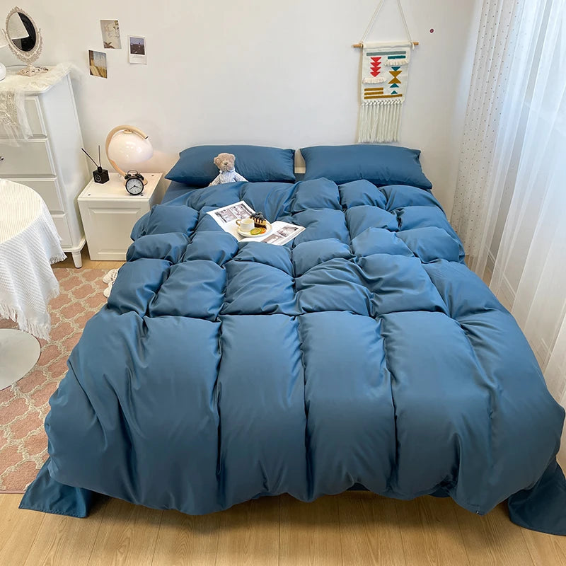 Schwarzes Bettwäsche set weiches Bettwäsche set gewaschener Baumwoll bett bezug Kissen bezug und Bettlaken постельное бельё набор Home Bettwäsche So ist Leben