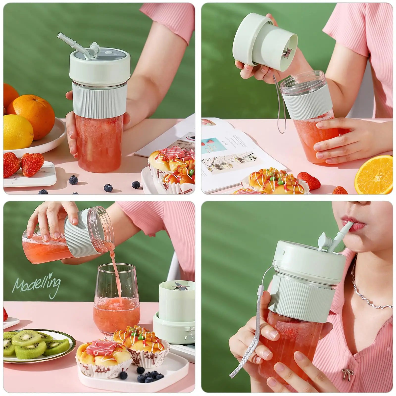Tragbarer kabelloser Mixer – Wiederaufladbarer Smoothie Becher mit automatischer Reinigung und sicherem Design So ist Leben