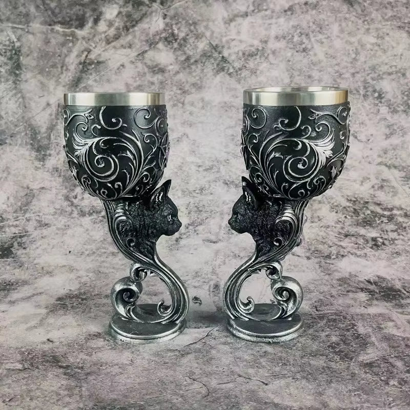 Klassischer Edelstahl‑Kelch mit Drachenmotiv und Strukturdesign So ist Leben