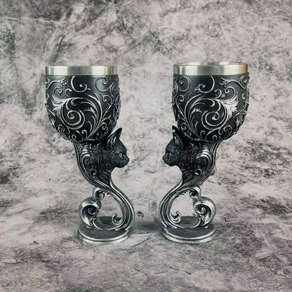 Klassischer Edelstahl‑Kelch mit Drachenmotiv und Strukturdesign So ist Leben
