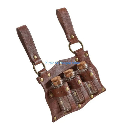 L21E Alchemist Belt Steampunk Kostüm PU Ledertrankträger Magics Flügelhalte So ist Leben