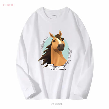 Spirit Wild Horse Kinder-T-Shirt mit langen oder kurzen Ärmeln, Vintage-Waschung, Grafik, Unisex-Mode, vielseitig, bequem So ist Leben