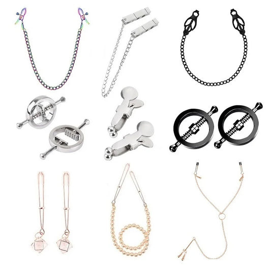 Bunte Metall Nippelklemmen mit Kette Set Frau Regenbogen Nippelklemmen Brust Bondage Restraint Slave Fetisch weibliches Sexspielzeug So ist Leben