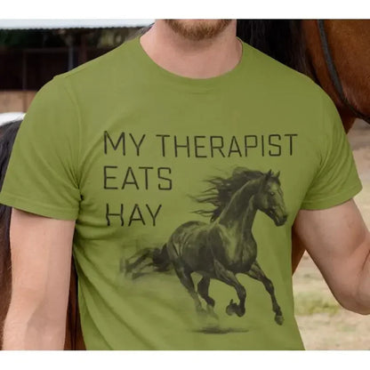 Pferde-T-Shirt für Pferdeliebhaber: Mein Therapeut isst Heu So ist Leben
