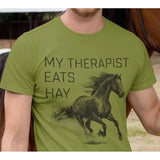 Pferde-T-Shirt für Pferdeliebhaber: Mein Therapeut isst Heu So ist Leben