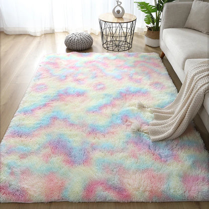 Weißer flauschiger Flurteppich Modernes Wohnzimmer - So ist Leben