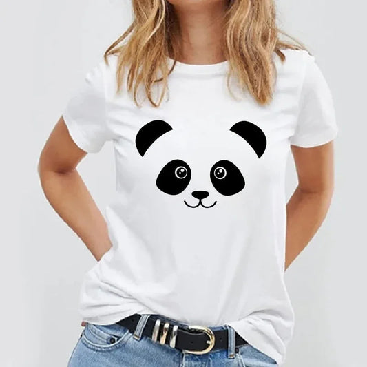 Lässiges Basic-T-Shirt mit schlichtem Design und Panda-Print - So ist Leben