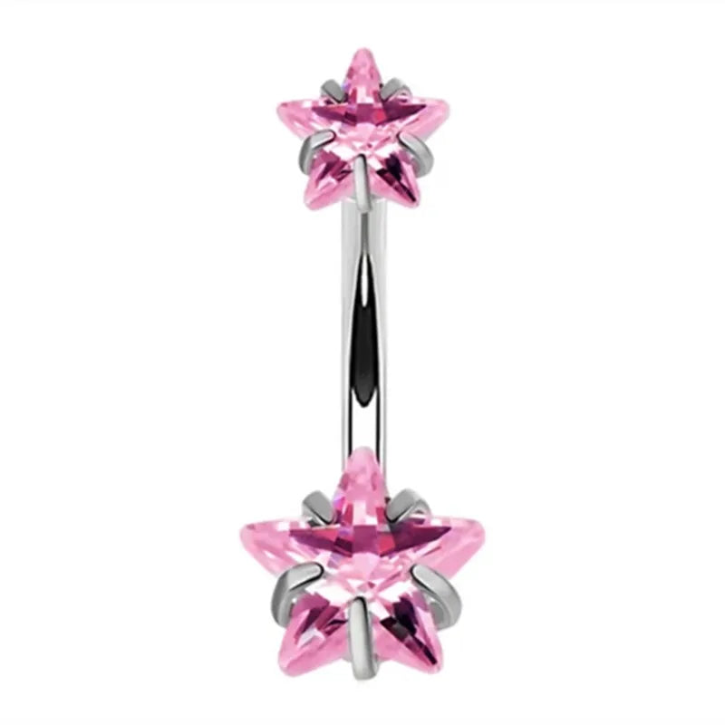1PCS Rosa Krone Bauchnabel Ringe Schmuck Edelstahl Herz Nabel Piercing Barbell Kristall Nette Bauch Ringe Für Frauen Mädchen So ist Leben