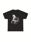 2hollis 2H T-Shirt mit schwarzem Pferdemuster |   Album-Tour-Produkt, lässiges T-Shirt, perfekt für Freizeitkleidung und Sommerkleidung So ist Leben