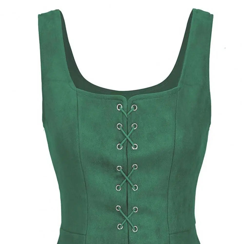 Vintage Damen-Weste, Schnürgurt, Renaissance, quadratischer Ausschnitt, ärmellos, mittelalterlich, schmale Passform, Halloween, Cosplay, Performance-Top So ist Leben