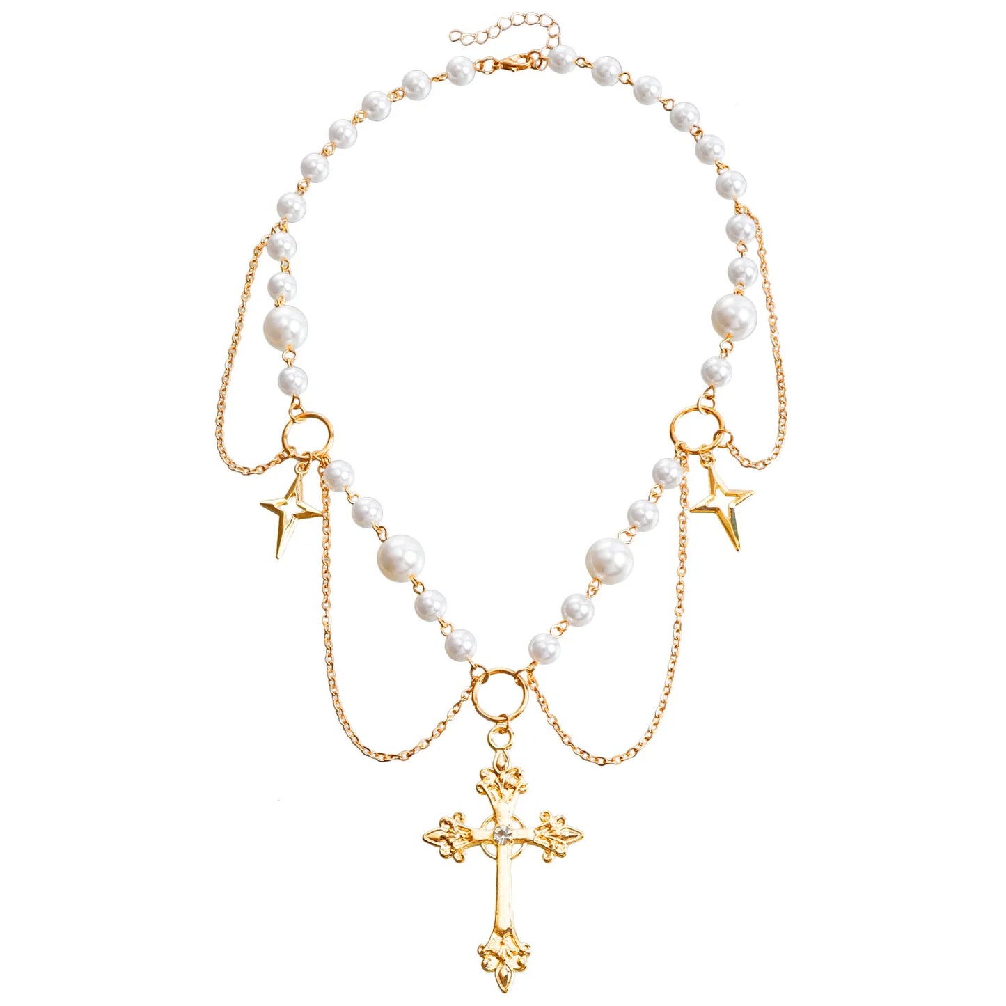 Gothic Cross Anhänger Halskette mit Kette Choker Charm handgemachte heilige Imitation Perle Perlen Halskette 2023 ästhetische Halsketten So ist Leben