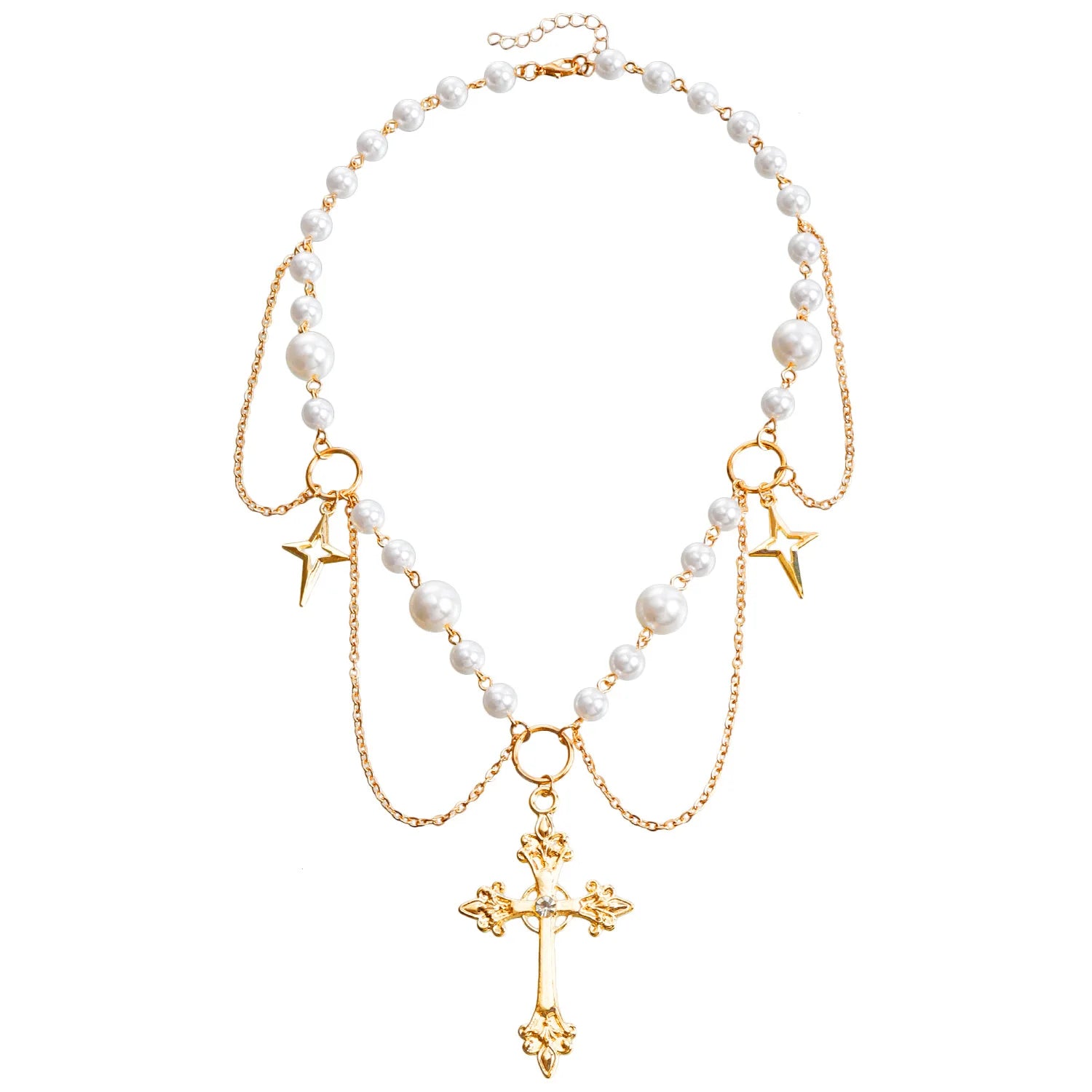 Gothic Cross Anhänger Halskette mit Kette Choker Charm handgemachte heilige Imitation Perle Perlen Halskette 2023 ästhetische Halsketten So ist Leben