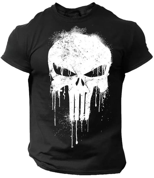 Kurzarm-T-Shirt mit 3D-Druck und patriotischem Totenkopf - So ist Leben