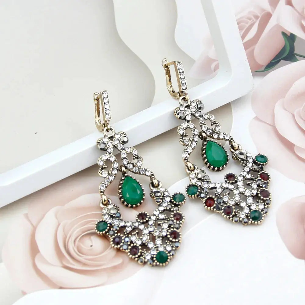 Sunspicems Indische Frauen Blume Schmuck Sets Harz Armreif Armband Ohrring Sets Türkische Haken Baumeln Ohrringe Braut Armband Geschenk - So ist Leben