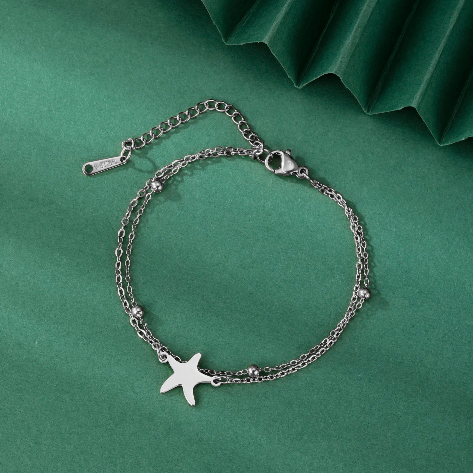 LIKGREAT Edelstahl-Seestern-Fußkettchen für Damen, verstellbare Strand-Fußkette, doppellagiges Sommer-Knöchelarmband, Schmuck, Geschenk So ist Leben